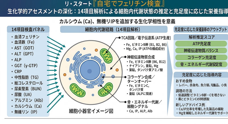 分子生物学、生化学に基づくオーソモレキュラーから血液検査項目推定できる栄養素や代謝